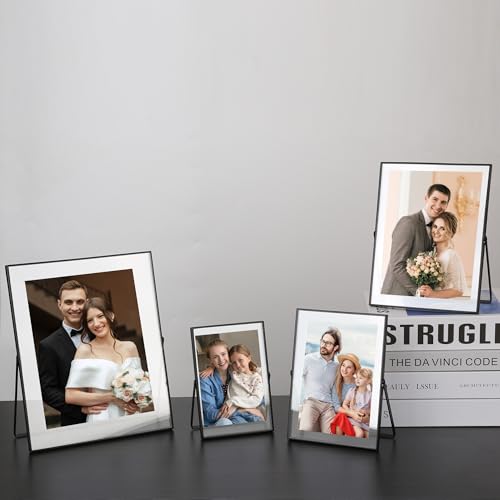 GorYeeFine 8x10 Inch Black Floating Metal Beaded Photo Frame with Tempered Glass - 1 Pack