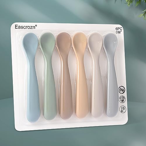 Silicone Baby Feeding Spoons 6 Pack Soft Tip Training Utensils