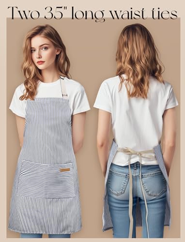 2-Pack Kitchen Cooking Aprons with Pockets, Adjustable Chef Apron
