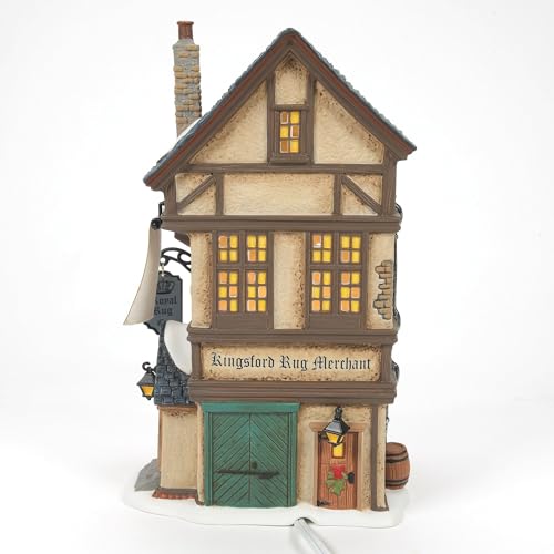 Dickens Village Kingsford Rug Merchant Lighted Porcelain Building, 8.46 Inch