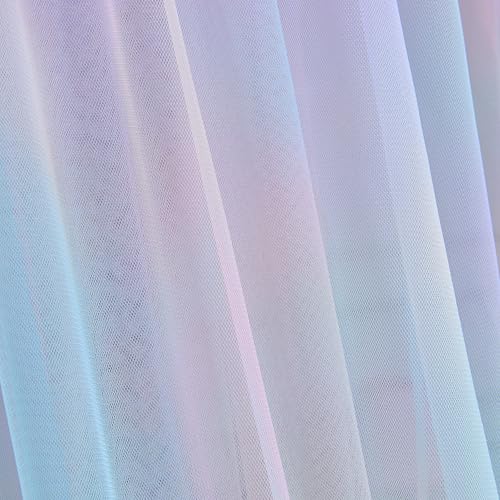 Rainbow Tie-Dye Bed Canopy for Kids with Lights, Sheer Tulle Curtains