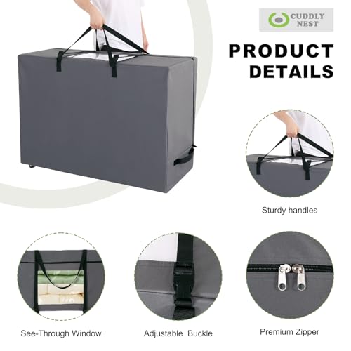 Heavy Duty Folding Mattress Bag with Wheels - Fits 6" Queen Size