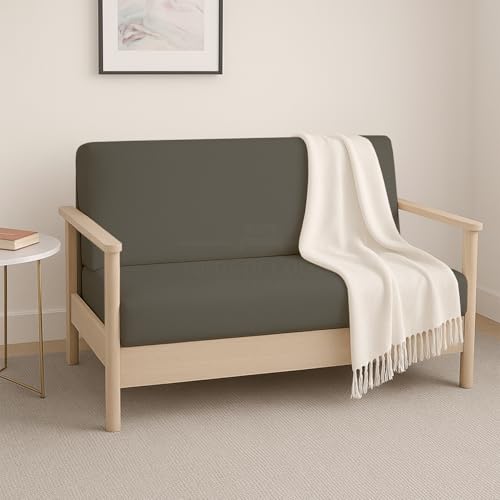 Queen Size Microfiber Futon Cover - Zippered, Machine Washable, Dark Grey