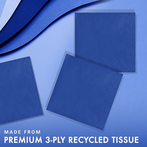 Creative Converting 50 Cobalt 3-Ply Touch of Color Beverage Napkins 5" x 5"