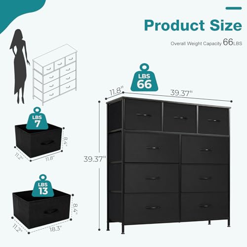 9 Drawer Dresser and Storage Tower for Bedroom Closet Organizer