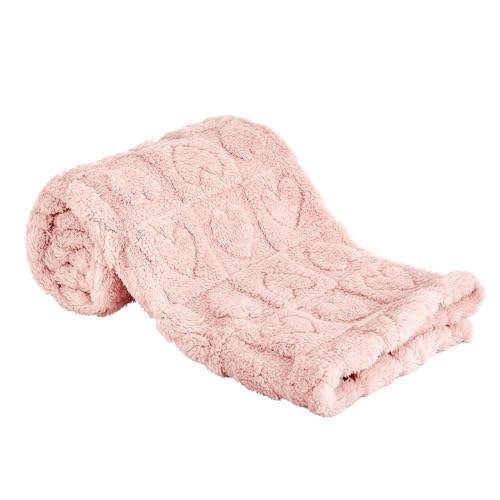 Yurhap Heart Plush Fleece Baby Blanket, Soft Sherpa Crib Blanket, 30"x40"