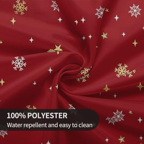 GOLIANDA Christmas Red Green Gold Tree Round Tablecloth 70 Inch Winter Snowflake Decorative Cover
