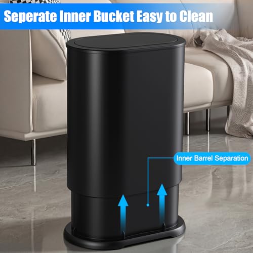 Stainless Steel Slim Bathroom Trash Can 1.8 Gallon with Pop-Up Lid