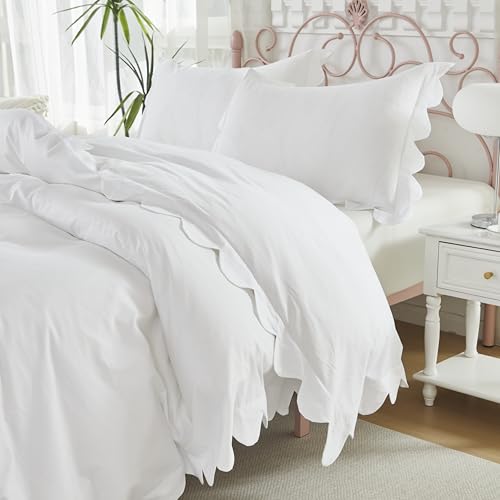 Organic Cotton Scalloped Edge Duvet Cover Set - Full/Queen Bedding