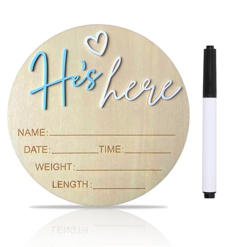 Wooden Baby Birth Announcement Sign - 5.9-Inch Newborn Photo Prop