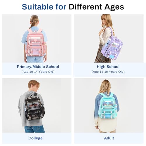 Heavy Duty Clear Backpack - PVC Transparent Bookbag for School & Stadium