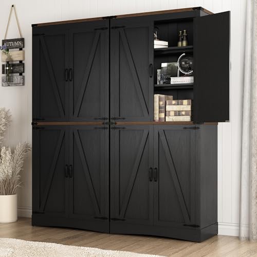 71" Tall Farmhouse Kitchen Pantry Cabinet with Adjustable Shelves