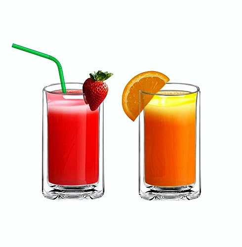 13oz Double Wall Insulated Glass Set - Durable Borosilicate Drinkware for 2