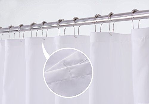 N&Y HOME Fabric Shower Curtain Liner - White Water Repellent Cloth with Magnets