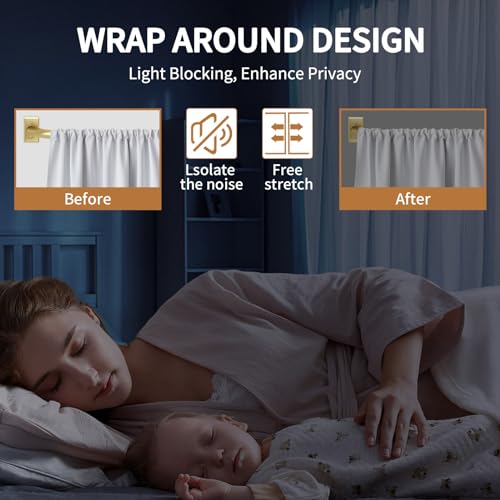 Adjustable Wrap Around Curtain Rod, Heavy Duty Blackout Rod 28 to 48 Inches