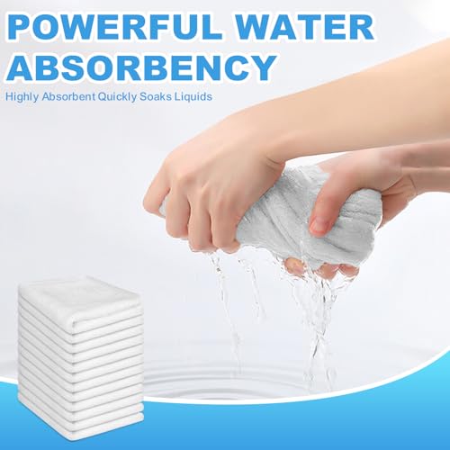 INFICRIME White 12 Pack Cotton Washcloths 12x12 Inches, Soft & Absorbent