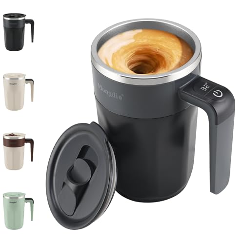 Mongdio Self Stirring Coffee Mug 13.5oz with Temperature Display - Black