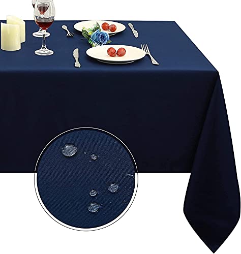 Navy Blue Rectangle Tablecloth 60 x 84 Inch, Spill-Proof Polyester Cover