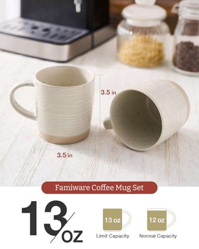 Famiware Constellation-Beige Coffee Mug Set of 6, 13oz Ceramic Cups with Handle