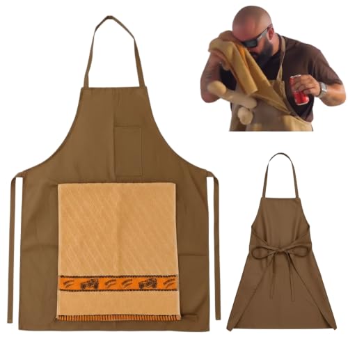 Funny Prank Apron for Men - Hidden Surprise Gag Gift for BBQ and Cooking