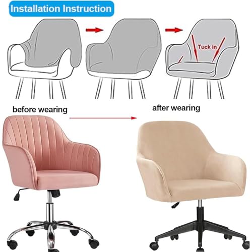 Stretch Velvet Office Chair Slipcover with Arms - Non-Slip Protector