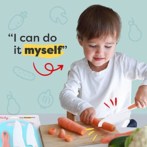 Kid-Safe Plastic Knife Set with Cutting Board and Peeler for Cooking