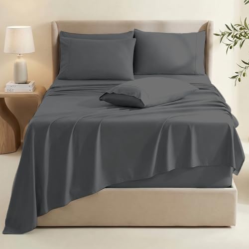 Hearth & Harbor Extra Deep Pocket King Sheets 6-Piece Grey Set
