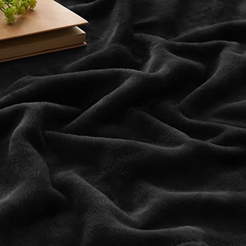 BEDELITE Plush Fleece Throw Blanket for Couch & Bed - Soft 50"x60" Black