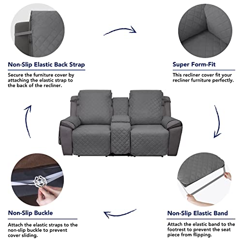Water Resistant Reversible Loveseat Recliner Cover - Gray/Light Gray