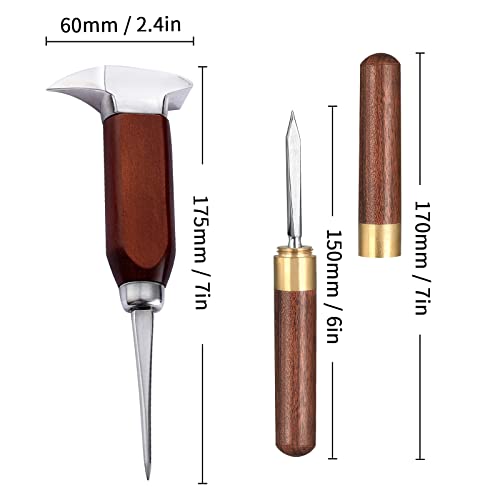 LINALL Single Prong Ice Pick - 17cm Stainless Steel Ice Crusher with Wooden Handle, Japanese Style for Bars & Home Use
