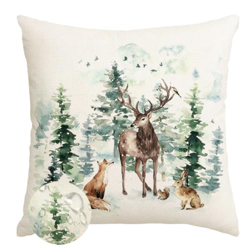 RABUSOFA Christmas Outdoor Pillow Covers 18x18 Inch Waterproof - Pack of 1