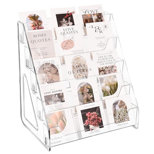 5-Tier Acrylic Card Display Stand for Greeting Cards, Postcards & Stickers