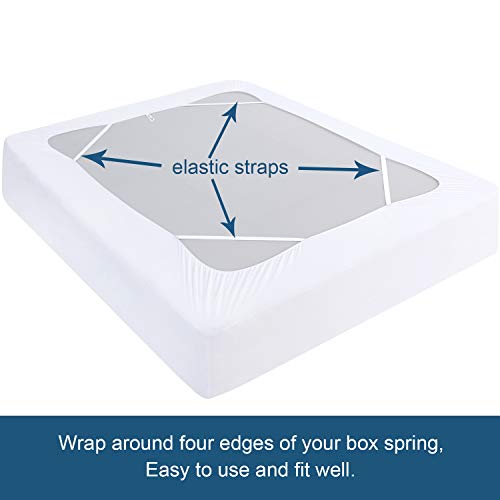Queen Size Box Spring Cover - Elastic Stretch Fabric Bed Skirt Alternative