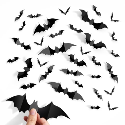 140 Pcs 3D Bat Wall Decals for Halloween Decor - Waterproof & Removable