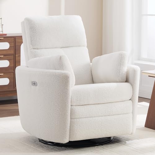 Electric Swivel Glider Recliner Chair with USB Port and Pillows