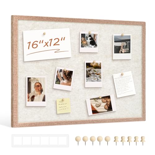 16x12 Inch Beige Felt Bulletin Board - Minimalist Wall Pin Board for Office