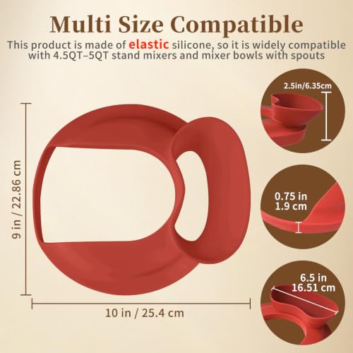 Silicone Pouring Shield for 4.5 to 5 QT Stand Mixers, Anti-Mess Splash Guard
