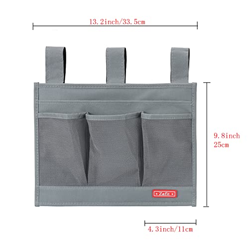 Hanging Bedside Caddy Storage Organizer with 4 Pockets - Grey