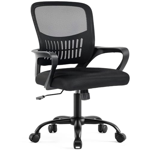 Ergonomic Mid-Back Mesh Office Chair with Lumbar Support & Rocking Mode