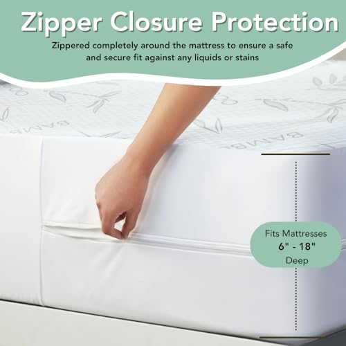 100% Waterproof Bamboo Rayon King Size Mattress Protector + 2 Pillow Protectors