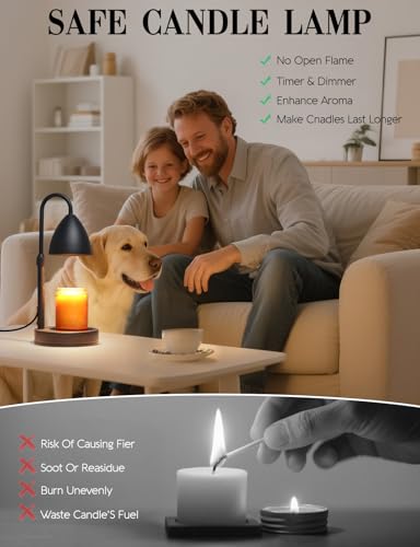 Dimmable Candle Warmer Lamp with Timer - Height Adjustable Wax Melter