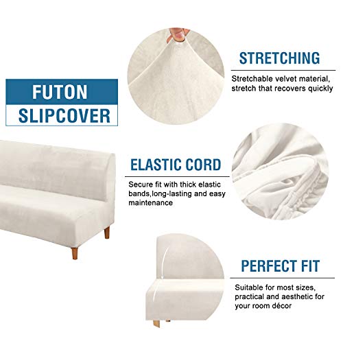 Stretch Futon Cover Slipcover for Armless Sofa - Ivory