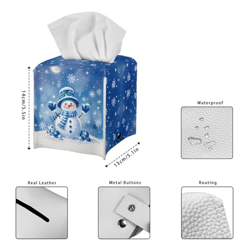 Christmas Snowman PU Leather Tissue Box Cover with Bottom Belt – Eheartsgir