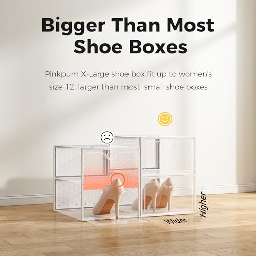 15-Pack X-Large Stackable Shoe Storage Boxes, Clear Sneaker Organizer Bins