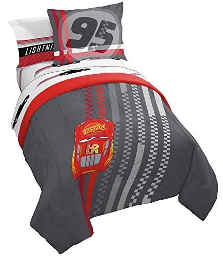 Disney Pixar Cars Twin Comforter Set - 5 Piece Kids Bedding, Gray - Variation of THIS listing: 5 Piece Twin / Gray - Cars