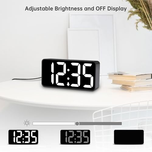 Small Digital Alarm Clock with Large LED Display & USB Charging Port