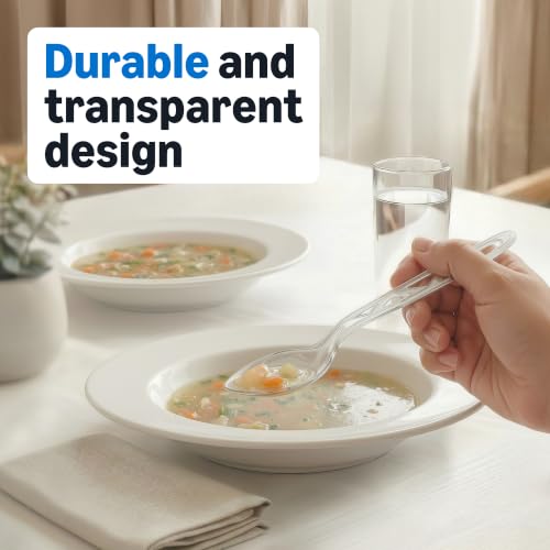 Amazon Basics Disposable Clear Plastic Spoons 100 Count