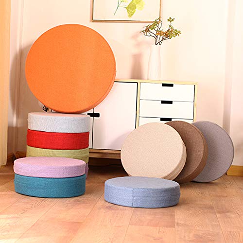 Round Floor Pillow Cover 24-Inch Beige Linen Meditation Cushion Protector