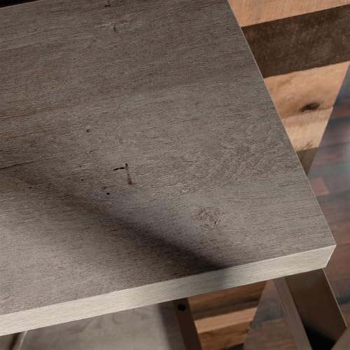 60-Inch Desk Hutch with Open Shelves, Industrial Brown & Grey Storage