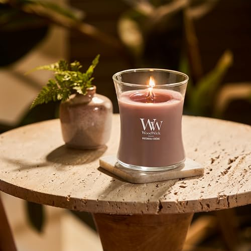 WoodWick Patchouli Cr?me Gifts for Women and Men, 9.7 oz Medium Hourglass Candle with Crackling Wick